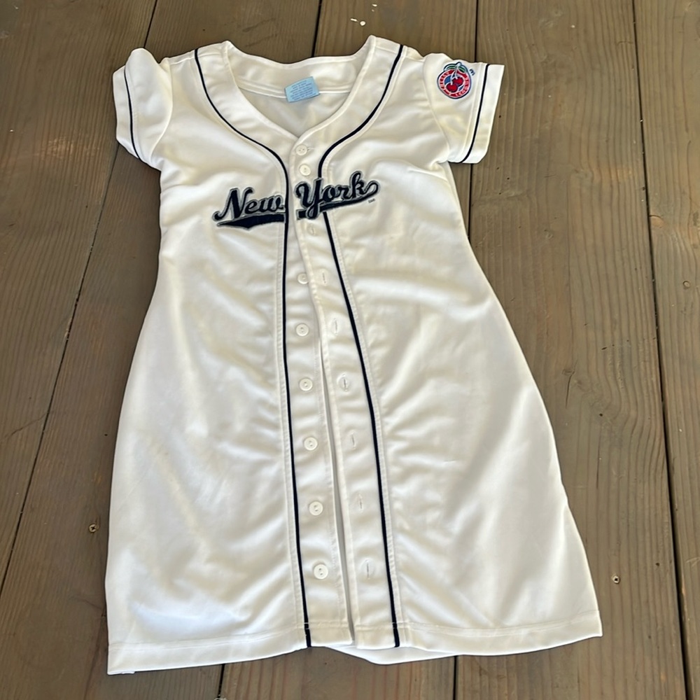 Steve & Barry's White Baseball-Style Dress with Navy Trim